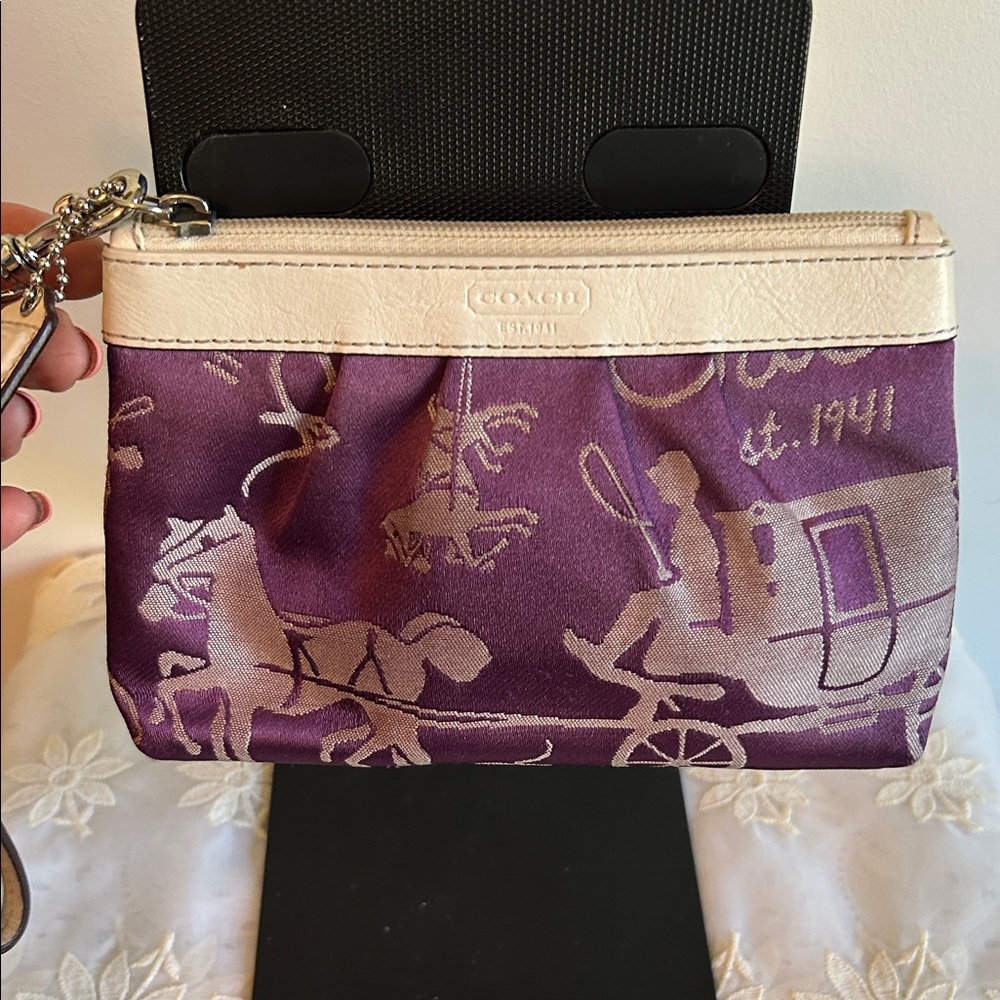 Coach Purple and Cream Wristlet - Picture 4 of 15